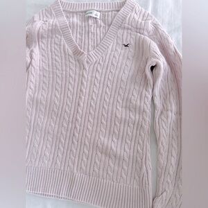 Hollister Cable-Knit Icon V-Neck Sweater, Size Small, Color Light Lilac